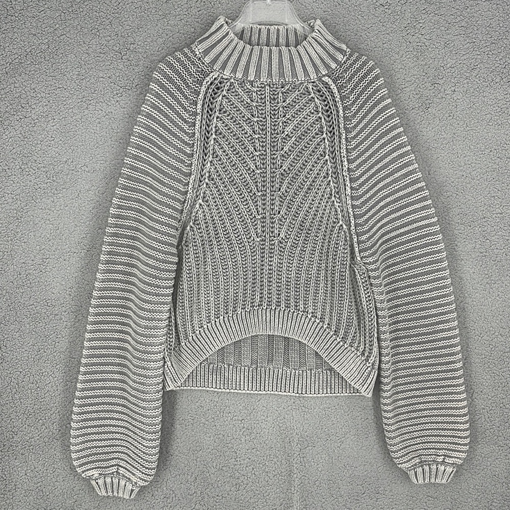 Free People Gray Cable Knit Sweater